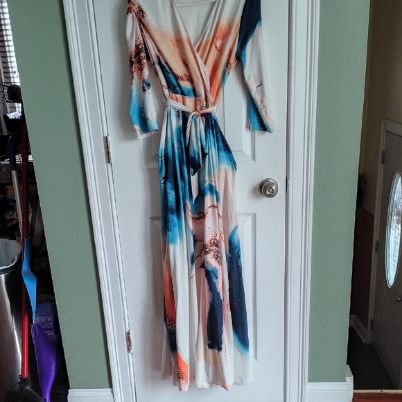 🔥Multicolor Long Sleeve Maxi Dress - Picture 1 of 7